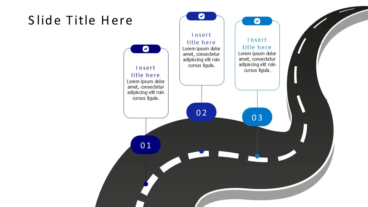 3 outline blocks on roadmap infographic