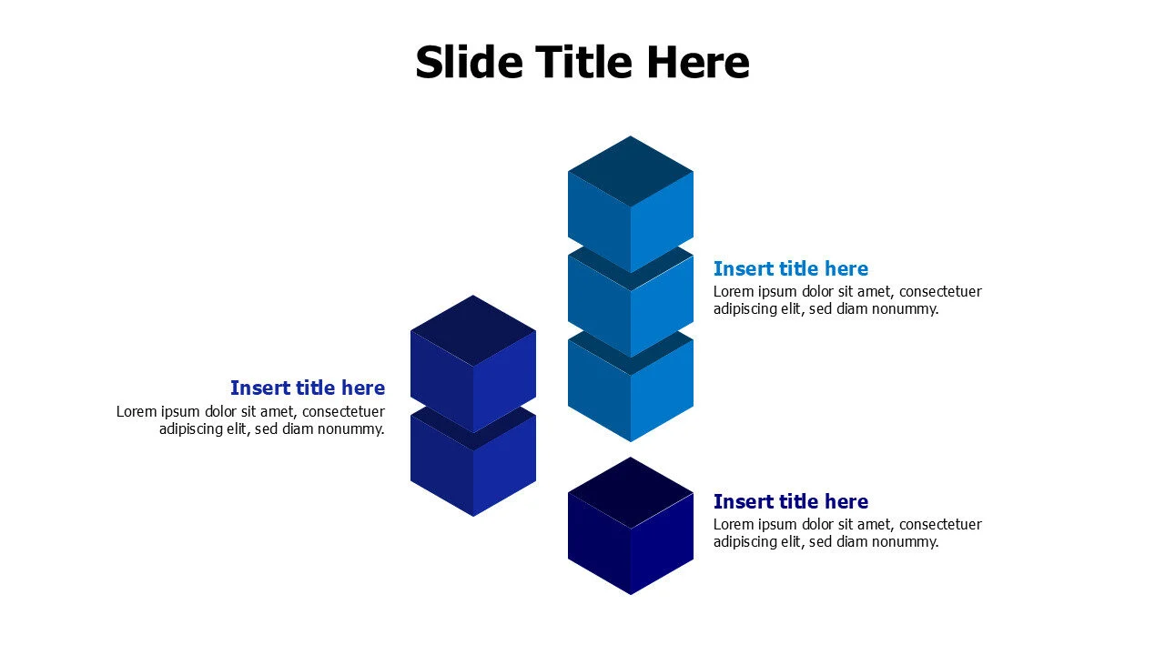 3points 3D colored cubes infographic