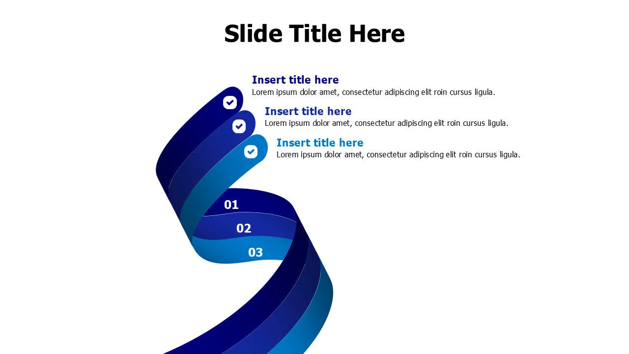 3 points 3D colored twisted stripes infographic with icons
