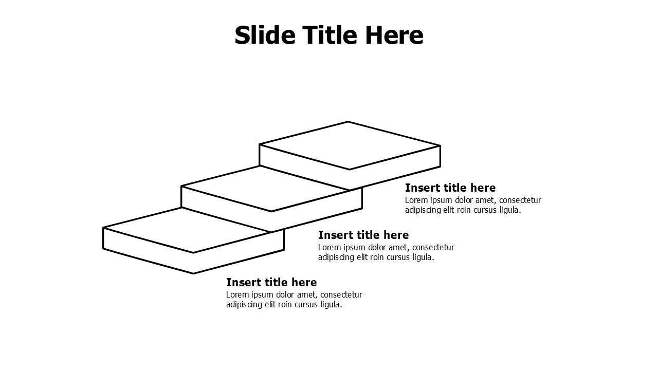 3 points 3D outline steps infographic