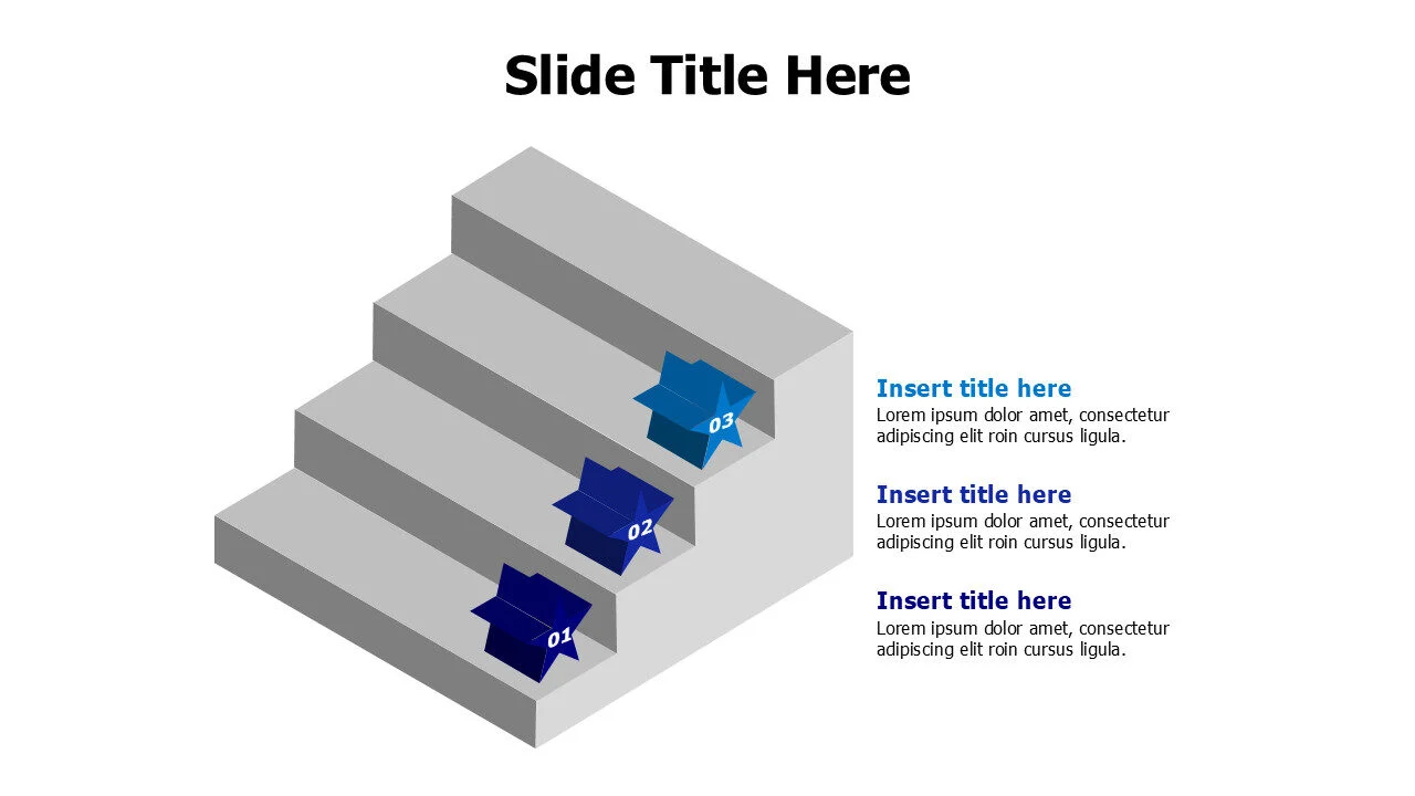 3 points 3D stars on a ladder infographic