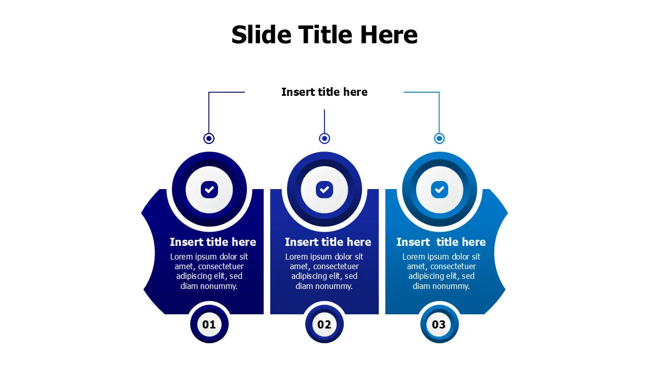 3 points branching blocks with icons in circles infographic