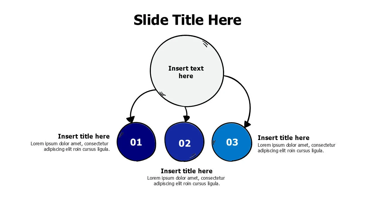 3 points branching doodle circles infographic