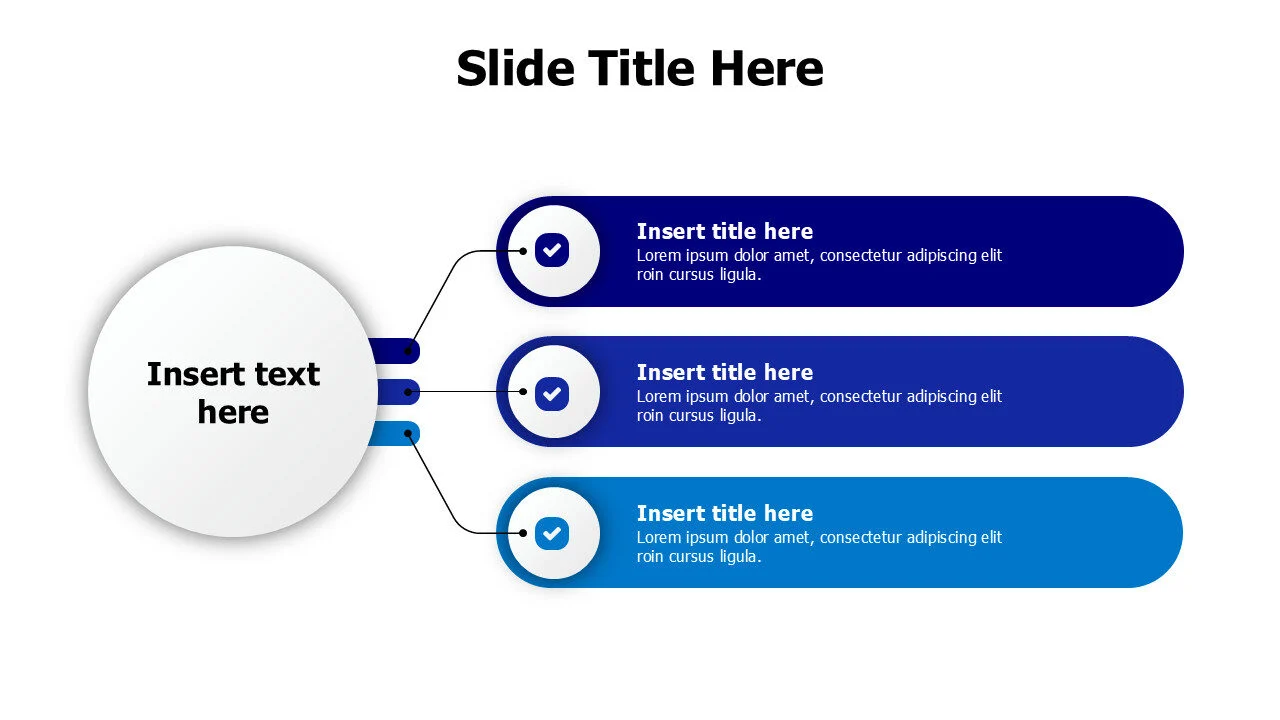 3 points branching lines from a circle infographic