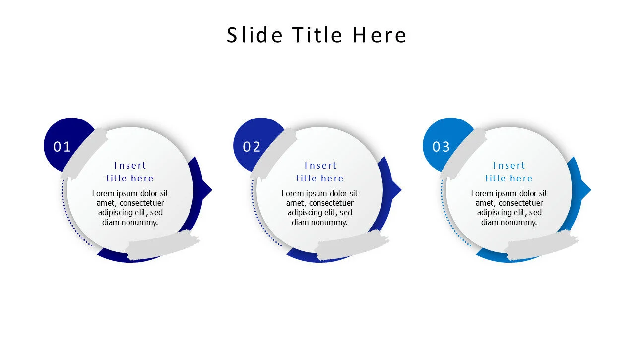 3 points circular sticky notes with numbers infographic