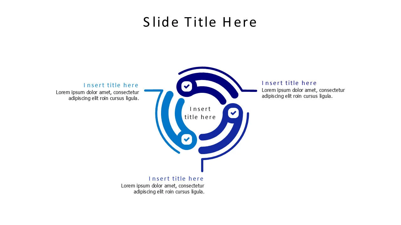 3 points colored circles and lines with icons infographic