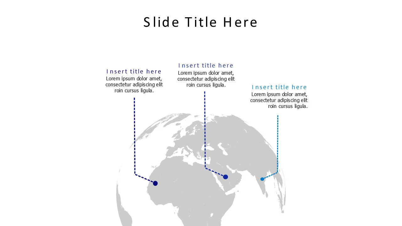 3 points colored lines on earth map infographic