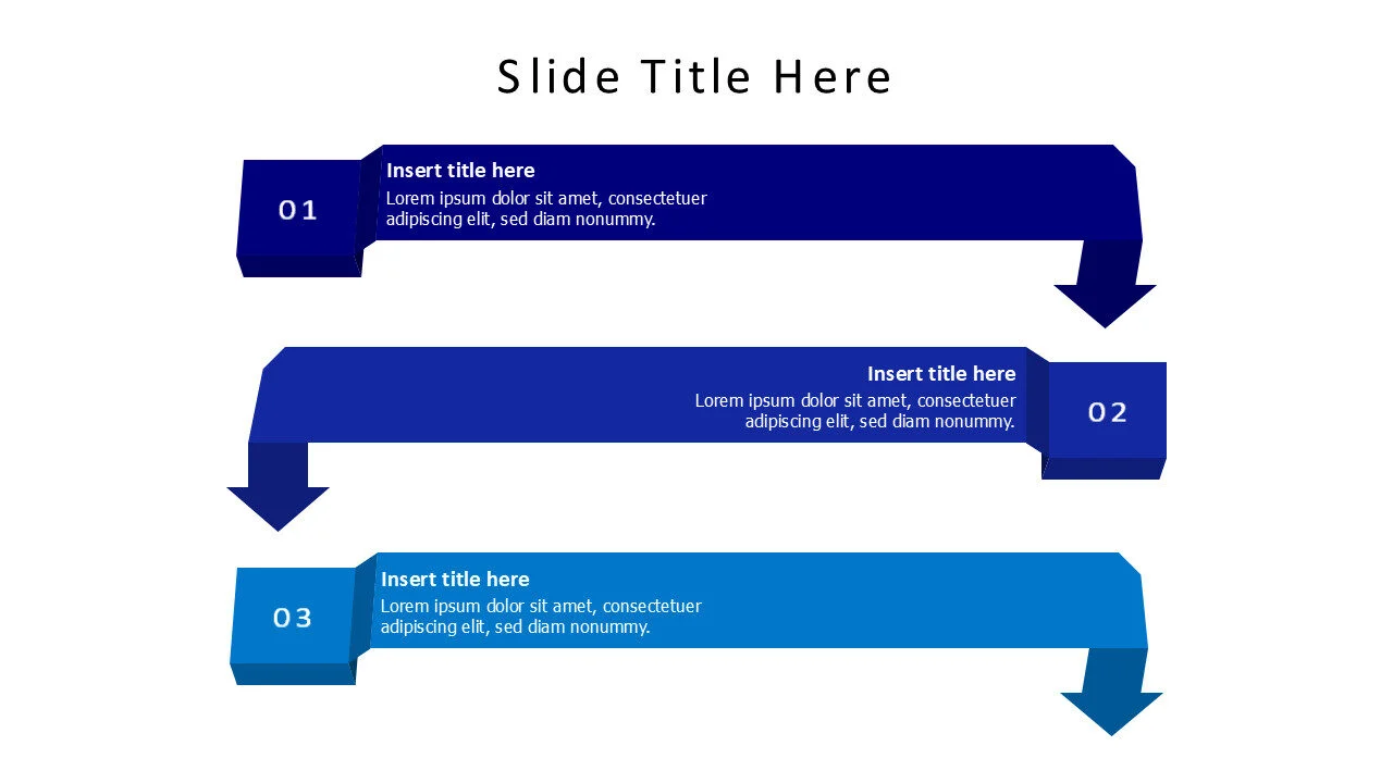 3 points colored stripes with arrows infographic