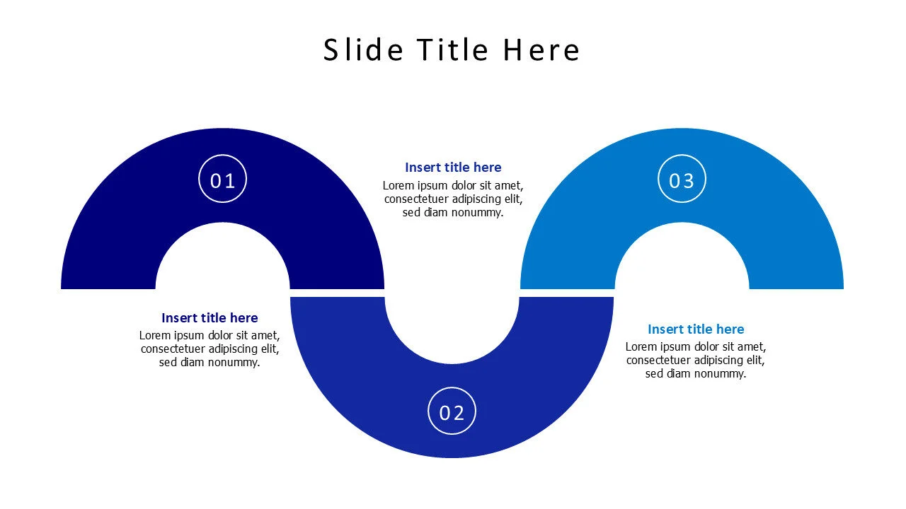 3 points colored wave shape with numbers infographic