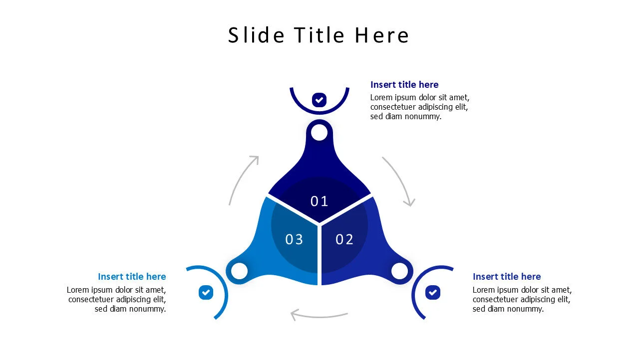 3 points divided circle with arrows infographic