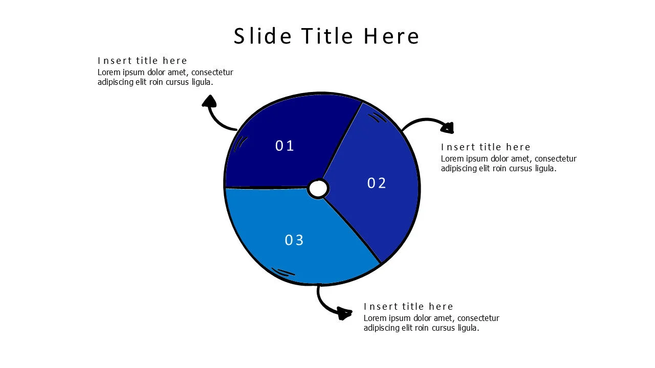 3 points divided doodle colored circle infographic