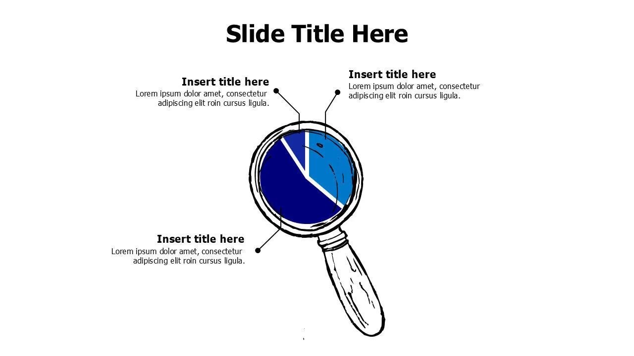 3 points divided doodle magnifying glass infographic