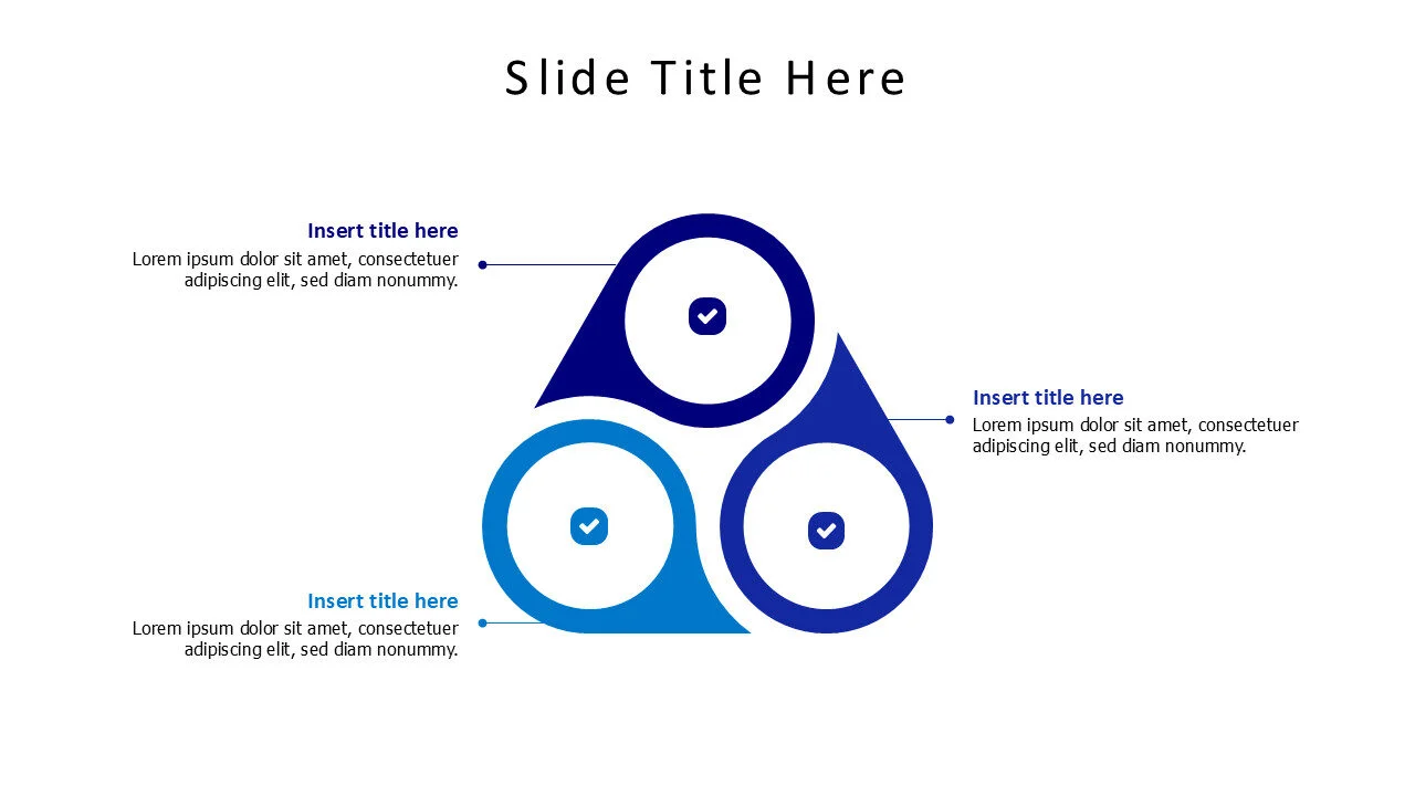 3 points divided filled colored triangle infographic