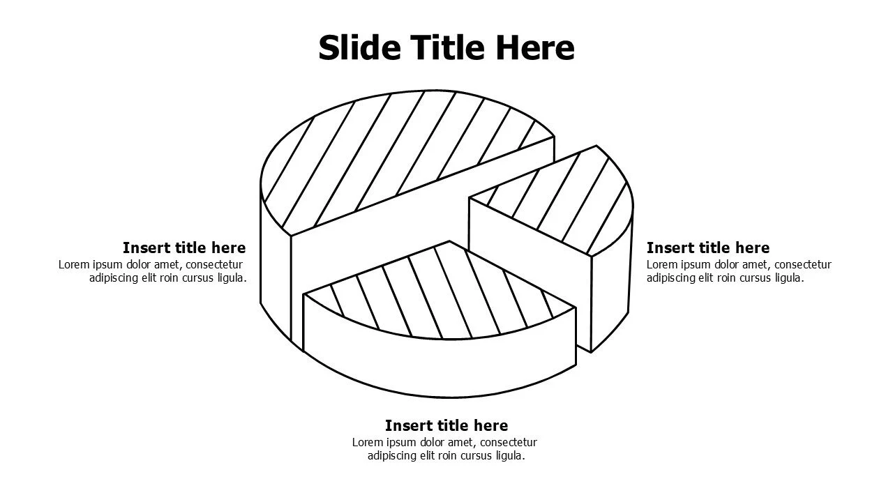 3 points divided outline pie chart infographic