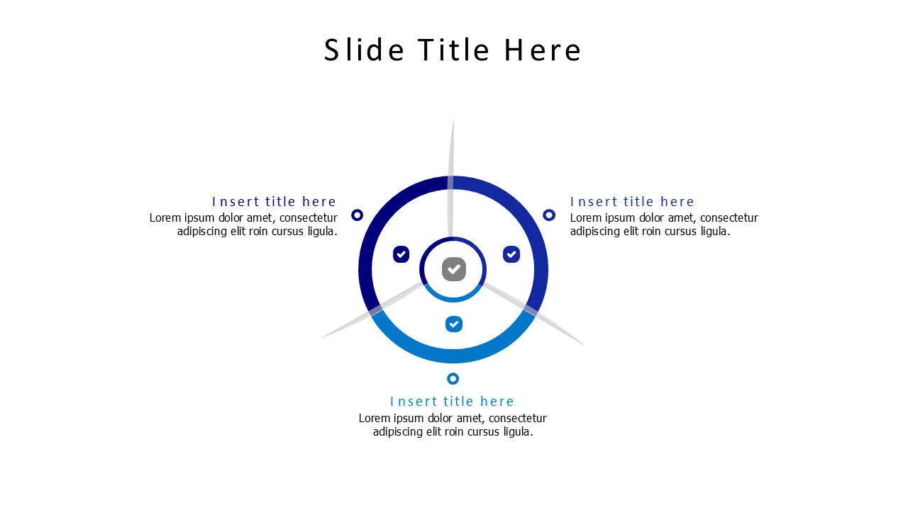 3 points divivded circle infographic with icons