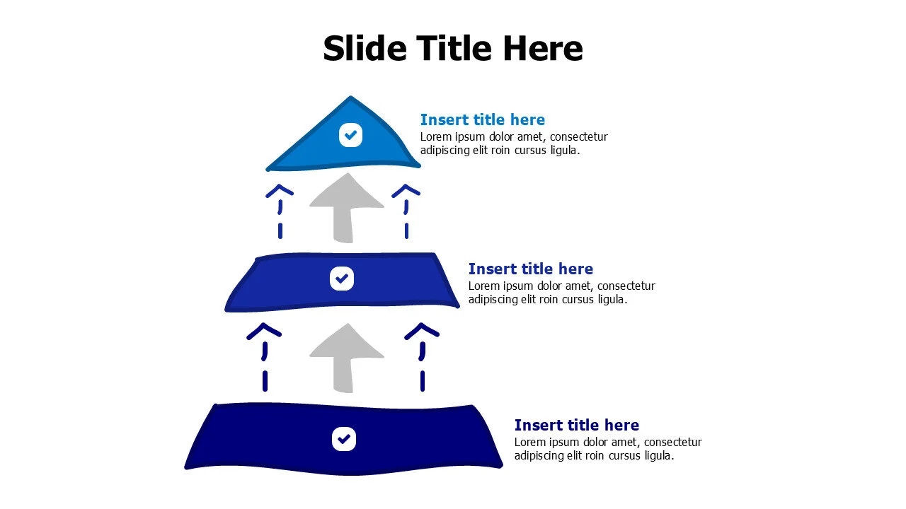 3 points doodle divided pyramid infographic