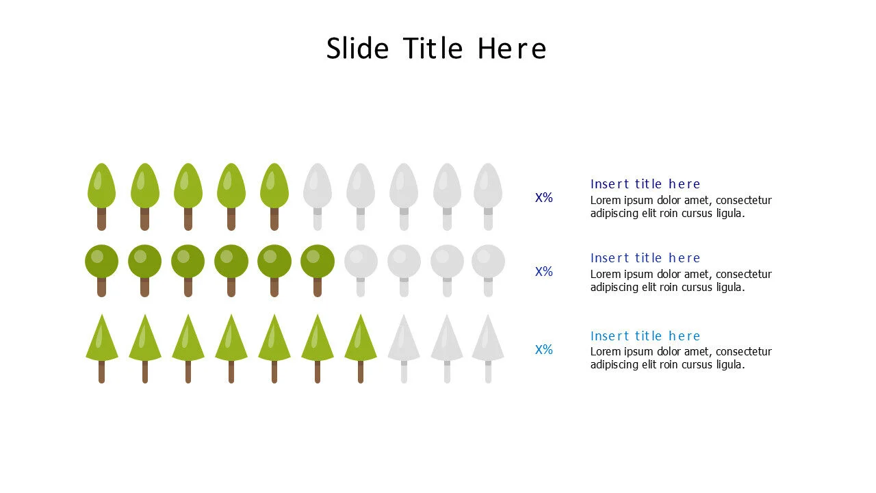3 points editable trees chart infographic