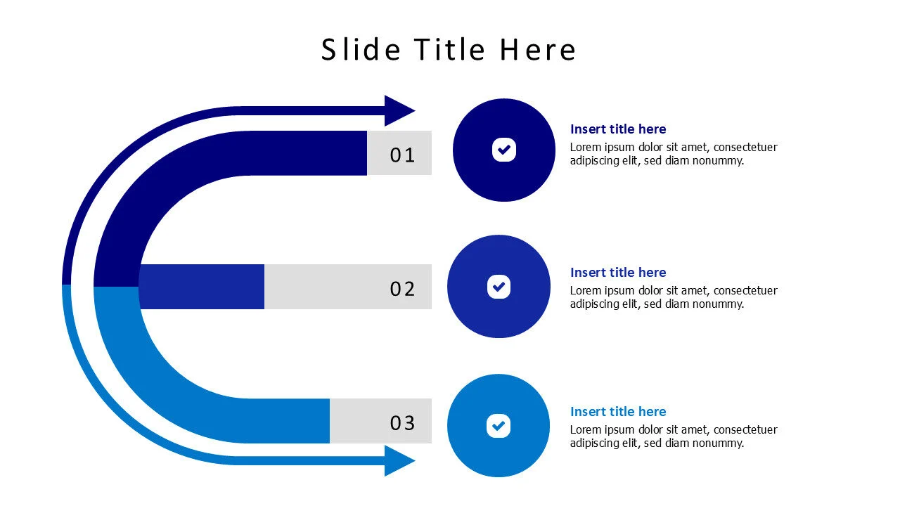 3 points flat colored infographic with numbers