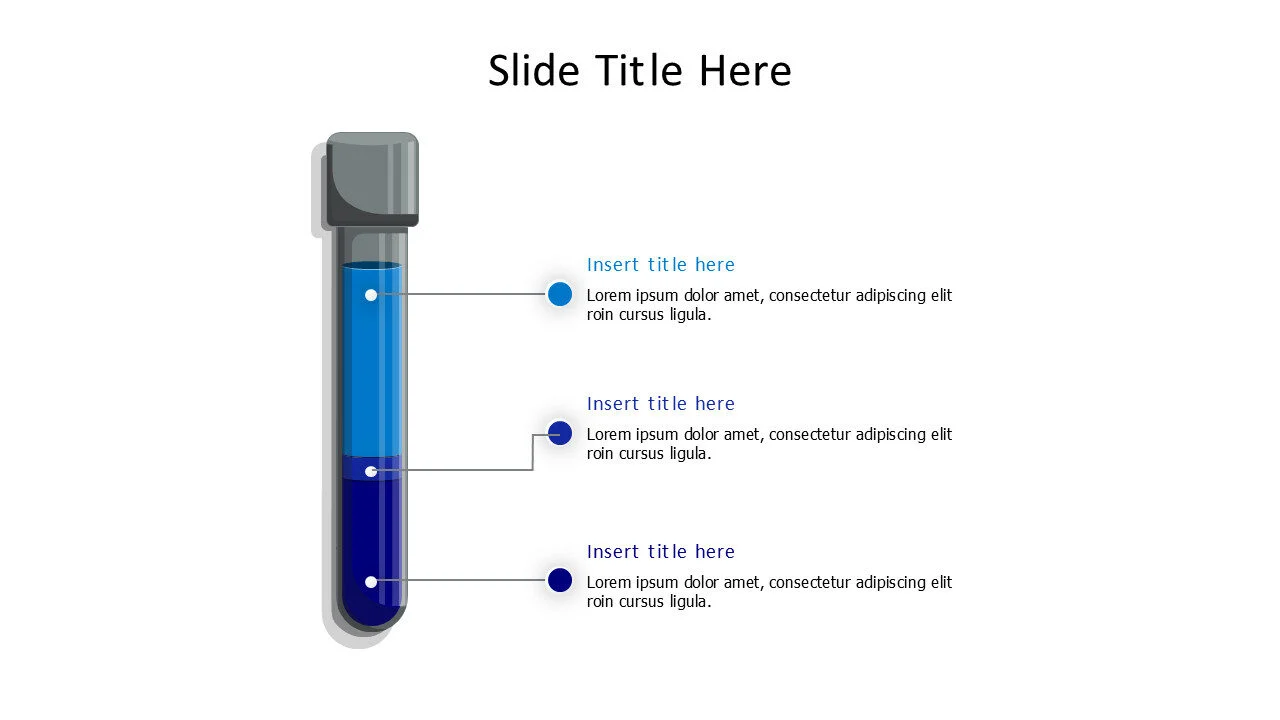 3 points from a colored test tube infographic