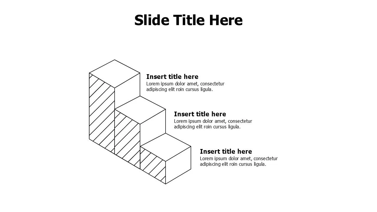 3 points growing 3D outline columns infographic