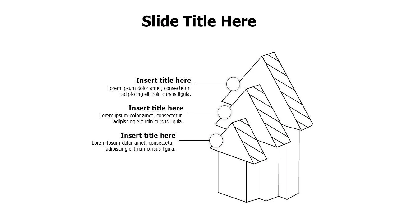 3 points growing 3D outline houses infographic