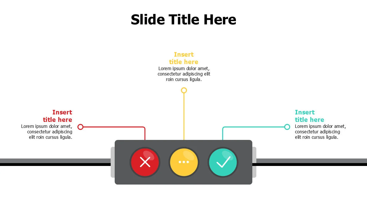 3 points horizontal traffic lights infographic