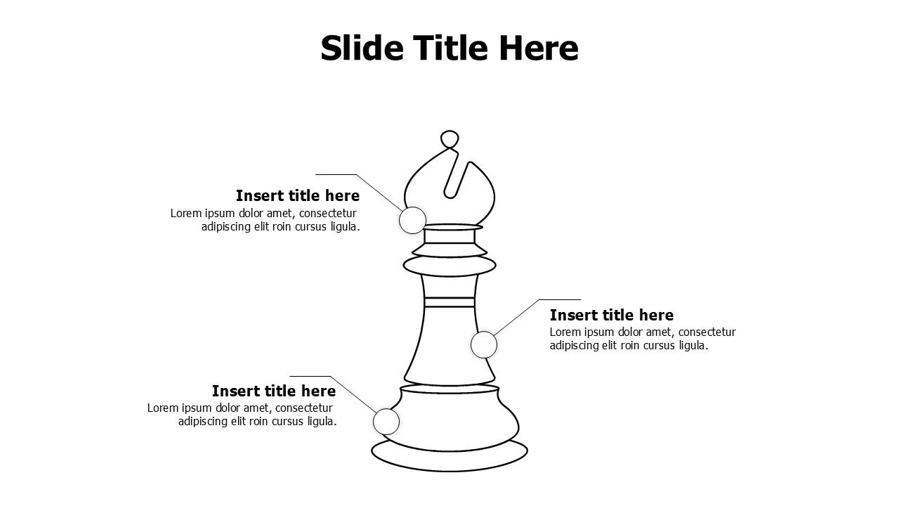 3 points outline chess bishop infographic
