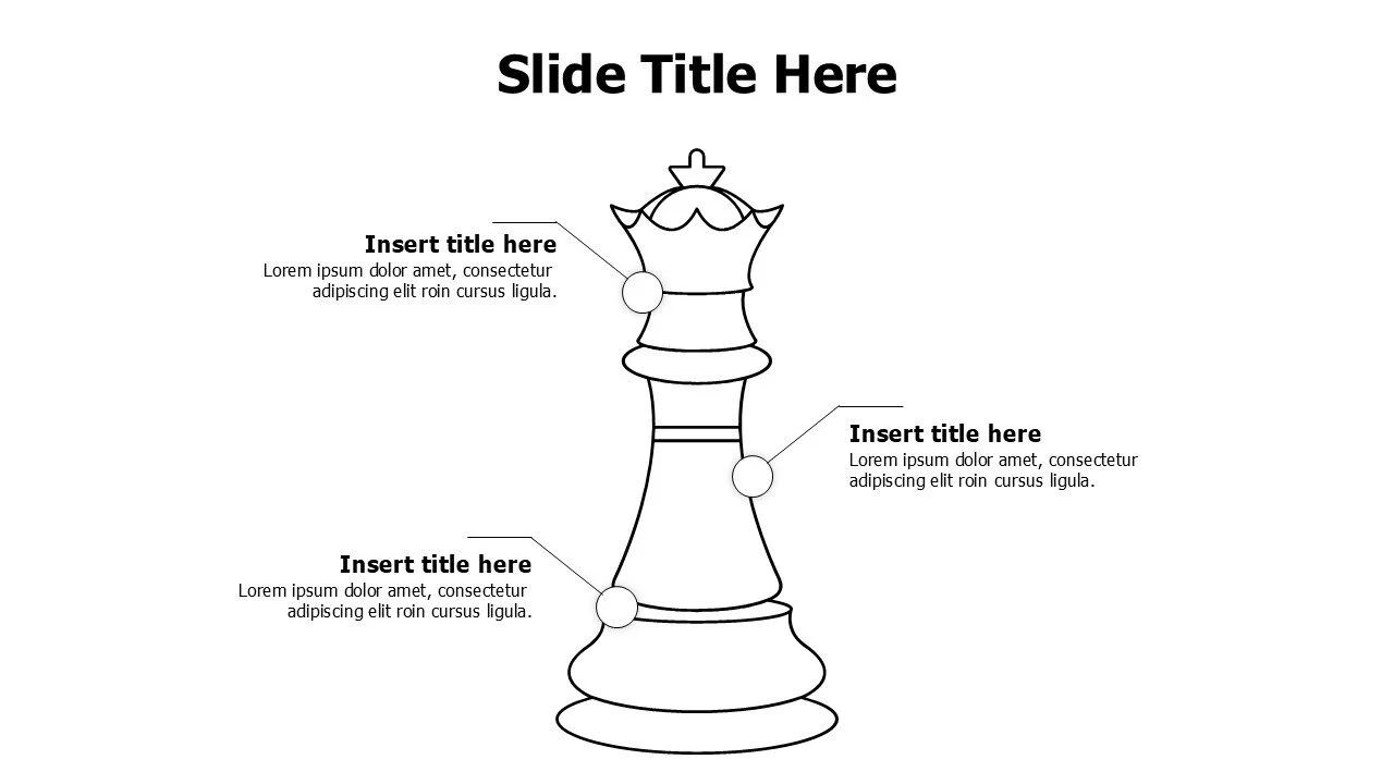 3 points outline chess queen infographic