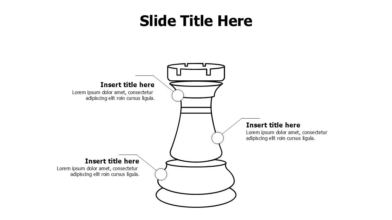 3 points outline chess rook infographic