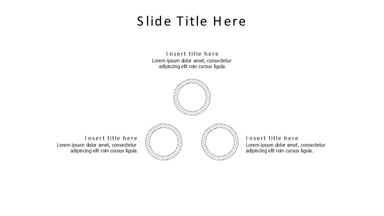 3 points outline circles making triangle infographic