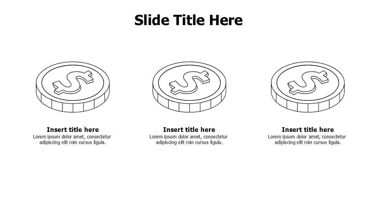 3 points outline coins infographic