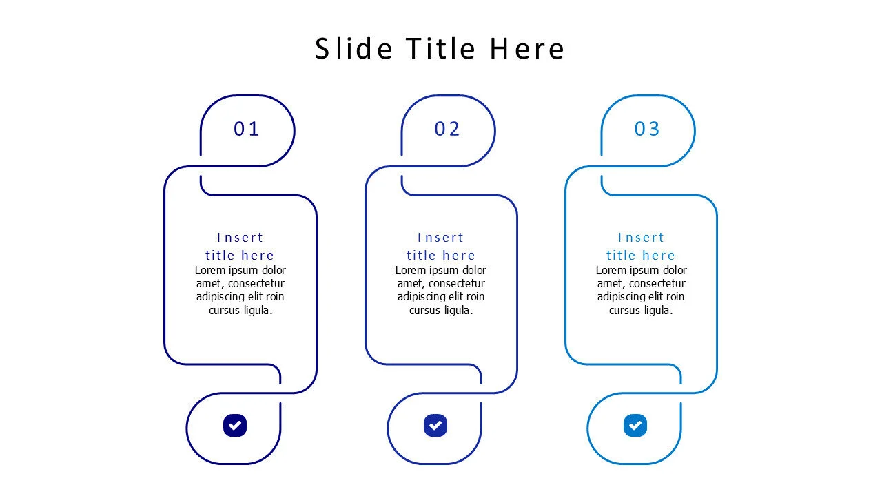 3 points outline curved shapes infographic