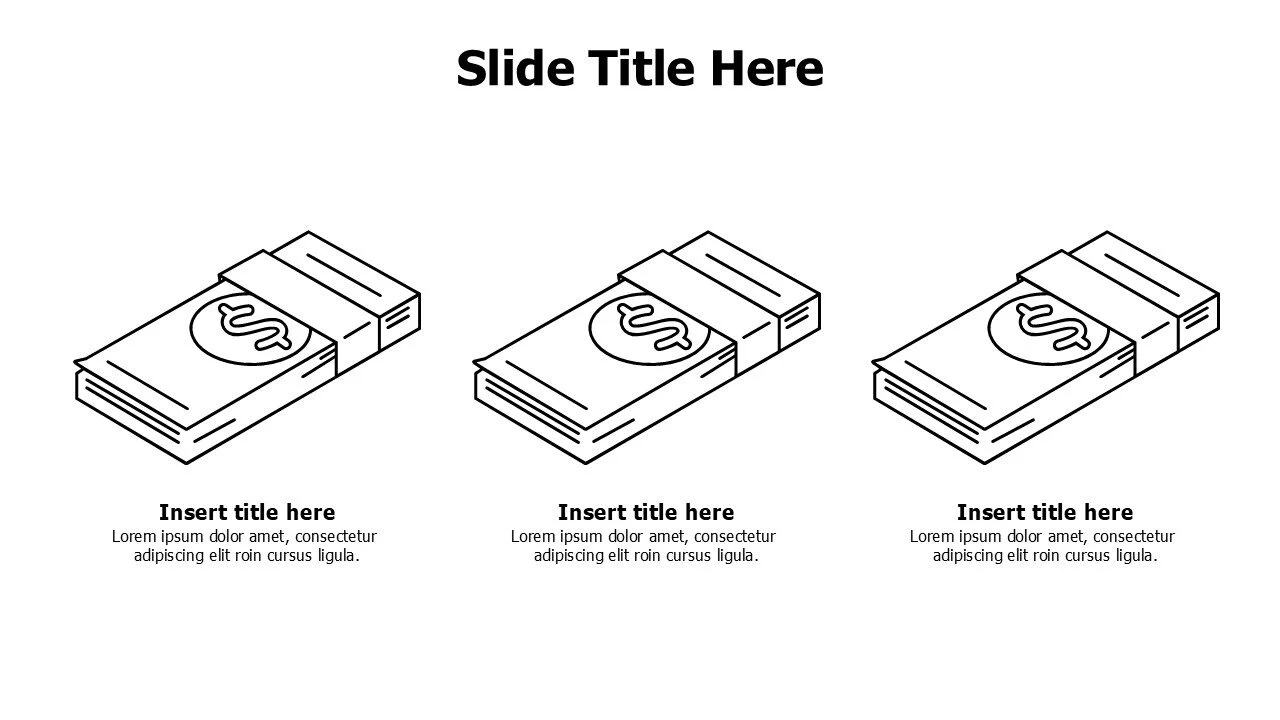 3 points outline dollar money infographic