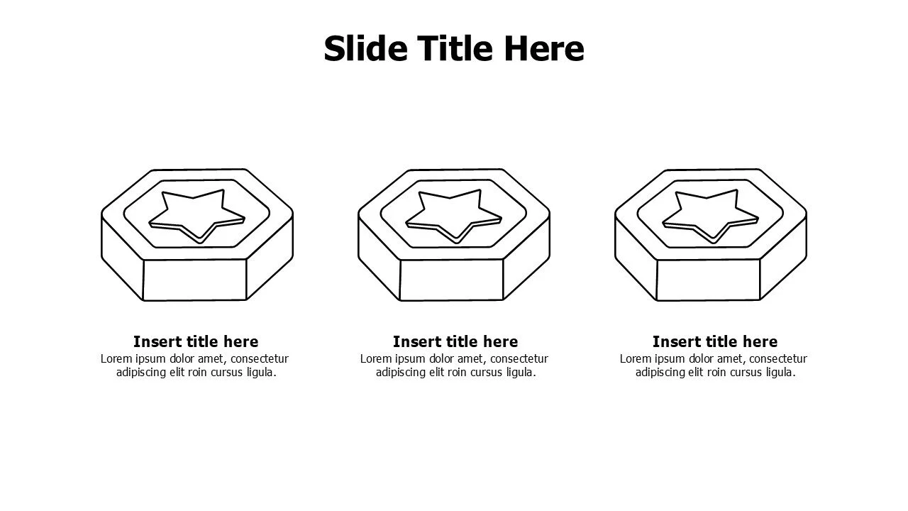 3 points outline hexagon game infographic