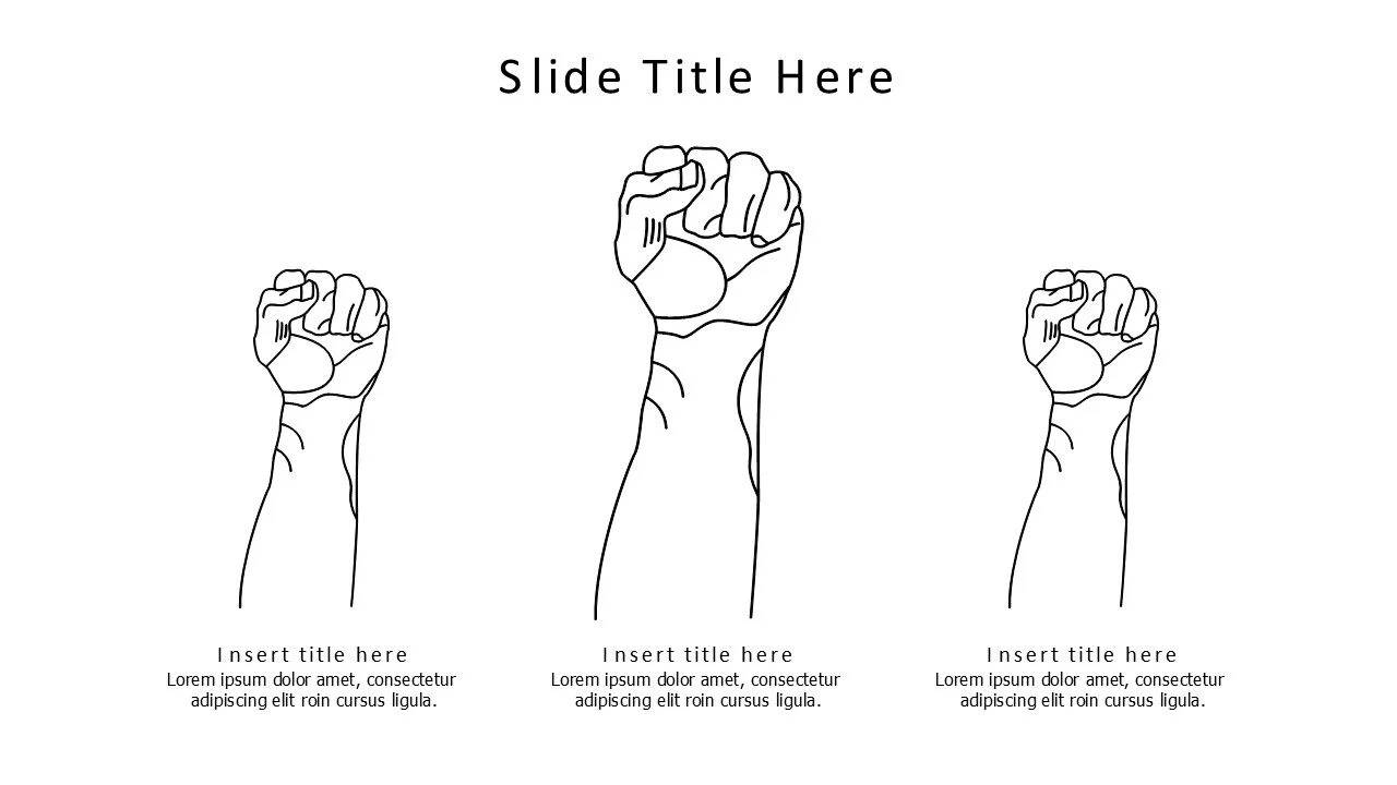 3 points outline raising human hands infographic