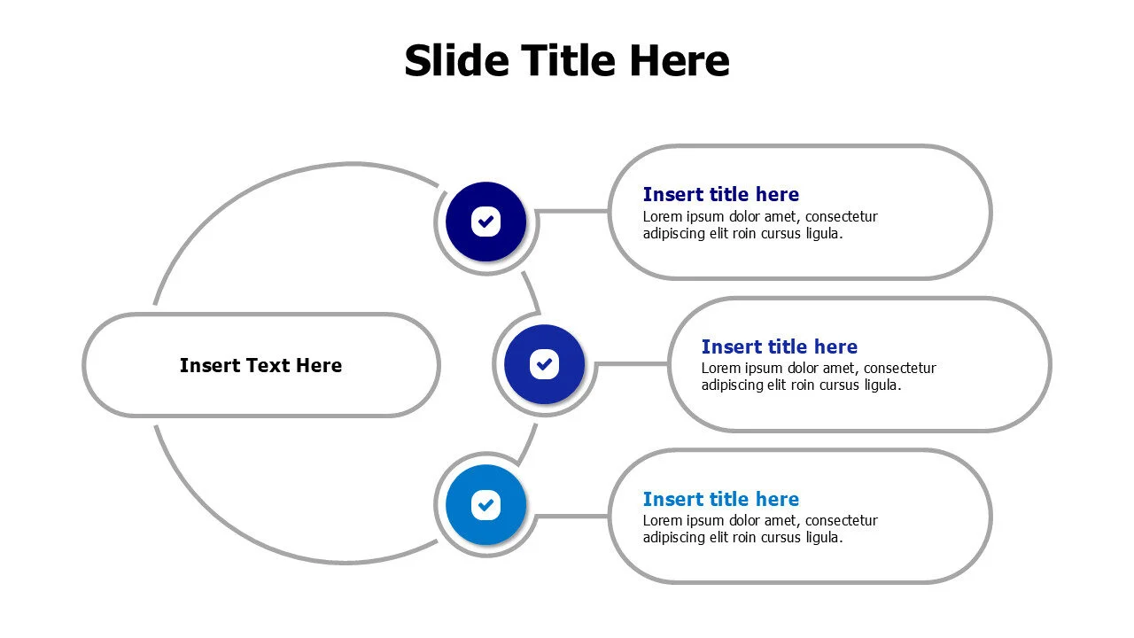3 points outline shapes branching infographic