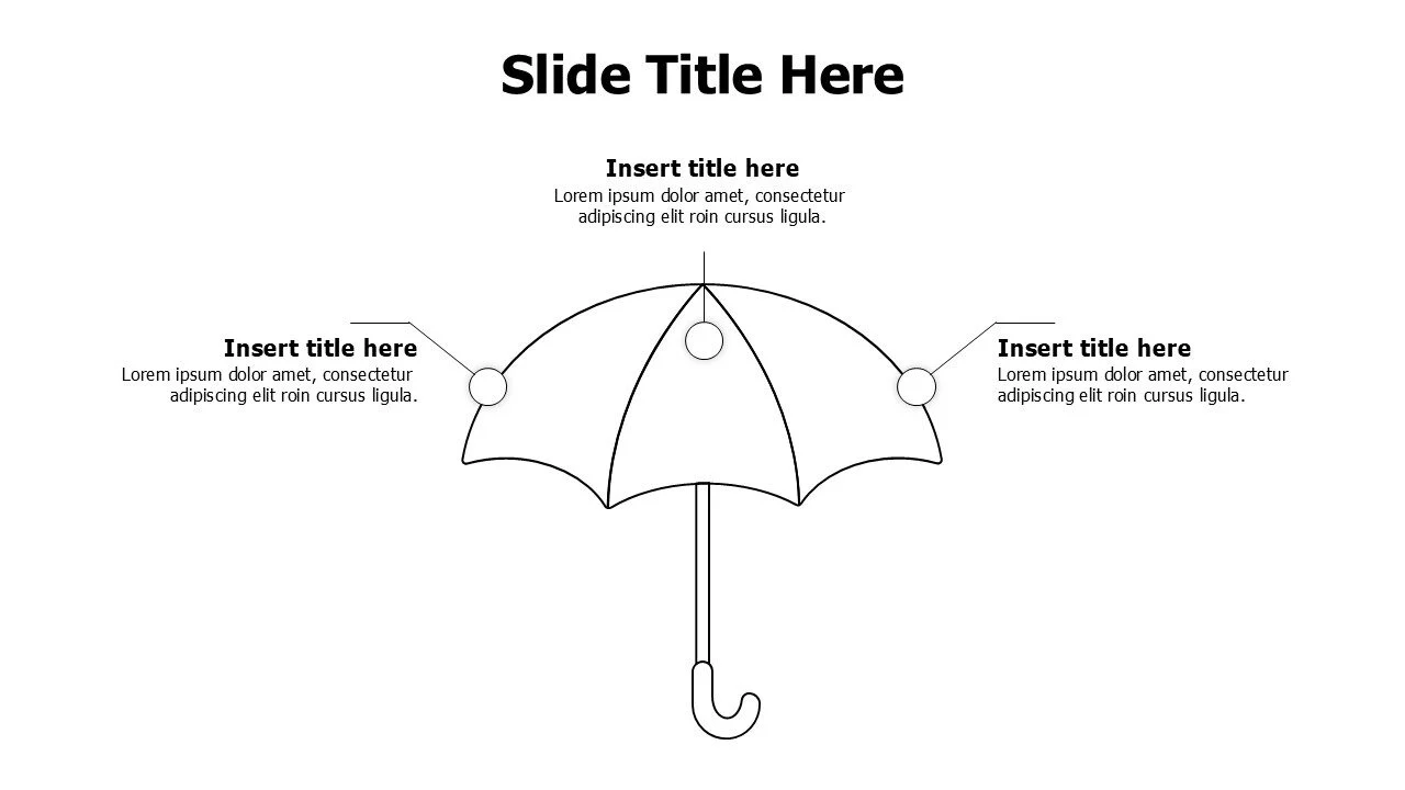 3 points outline umbrella infographic