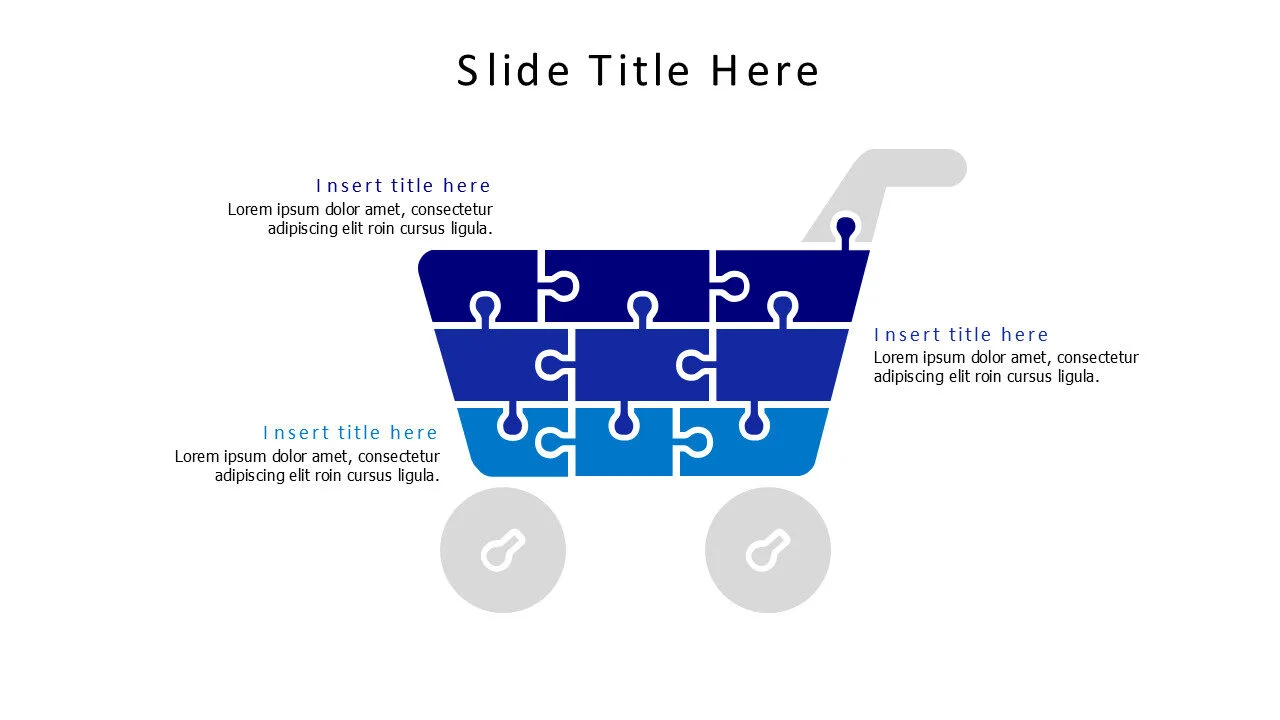 3 points puzzle shopping cart infographic