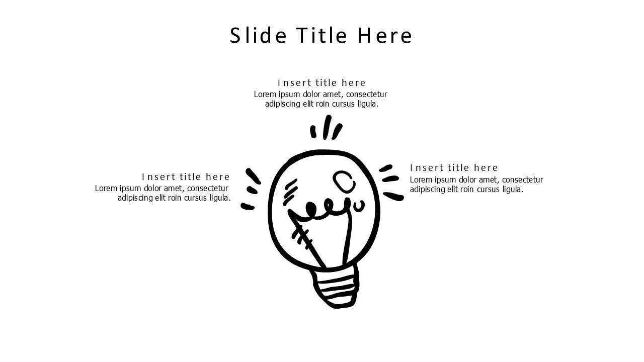 3 points sketchy outlined bulb infographic