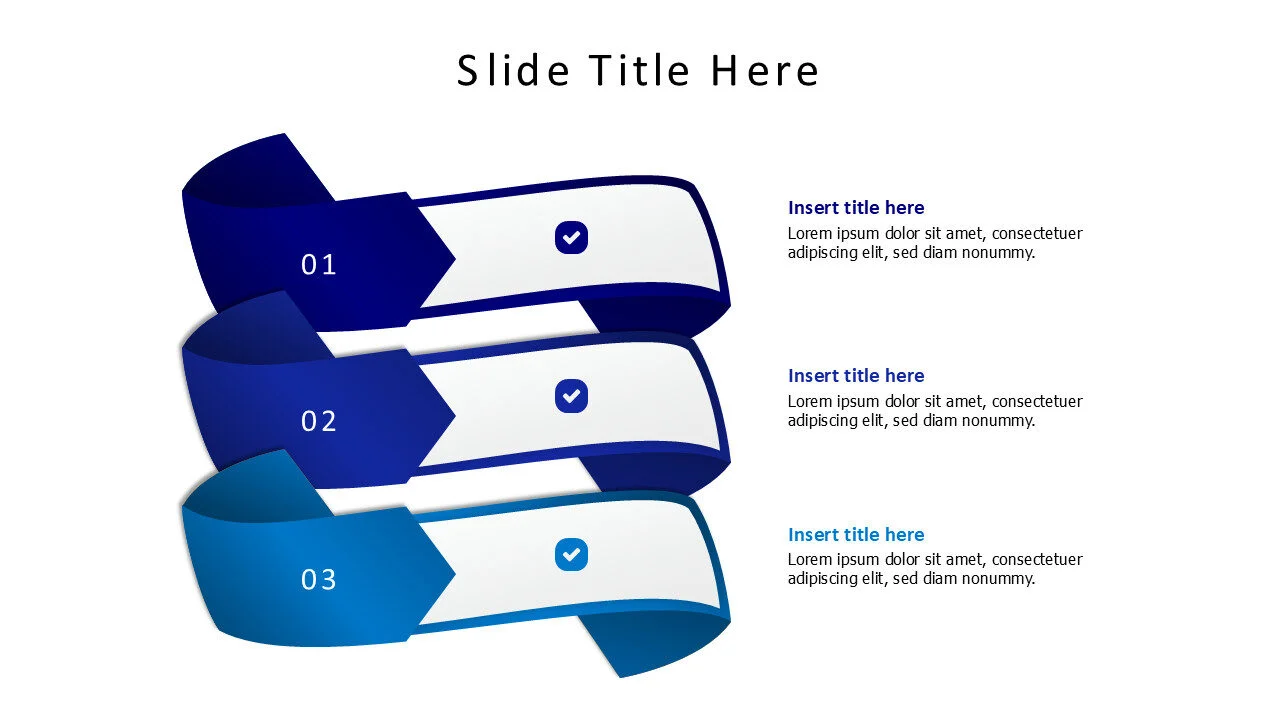 3 points twisted papers with icons and numbers infographic