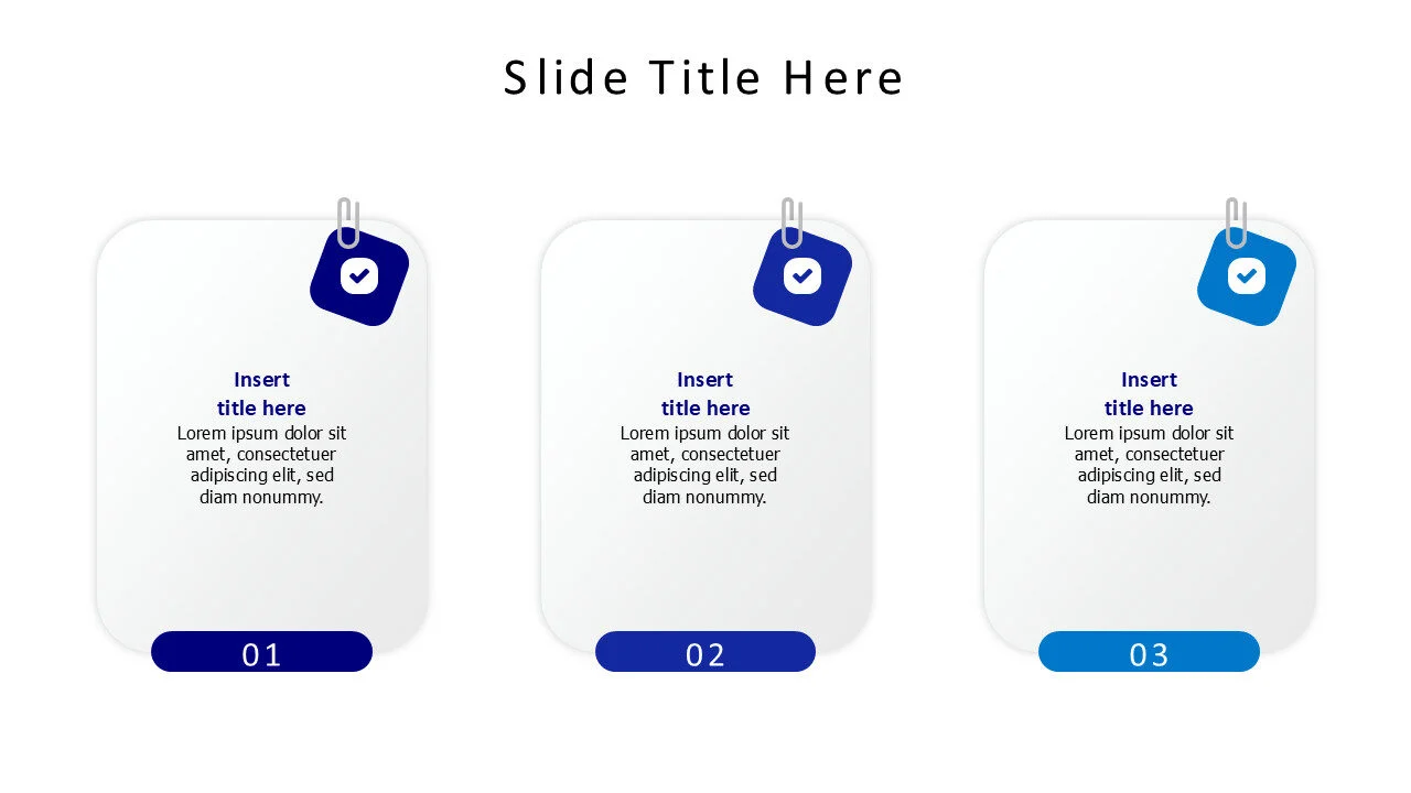 3 points white blocks with pinned icons infographic