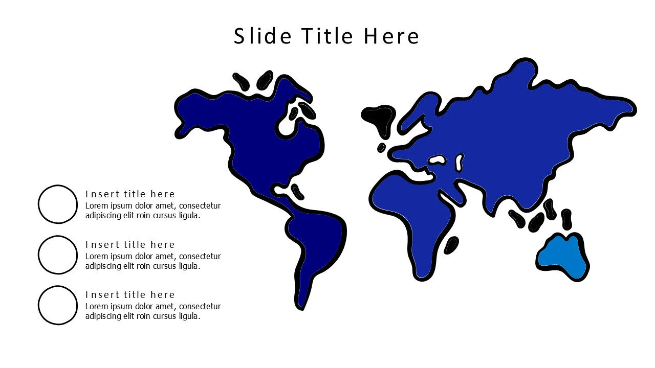 3 points with doodle world map infographic