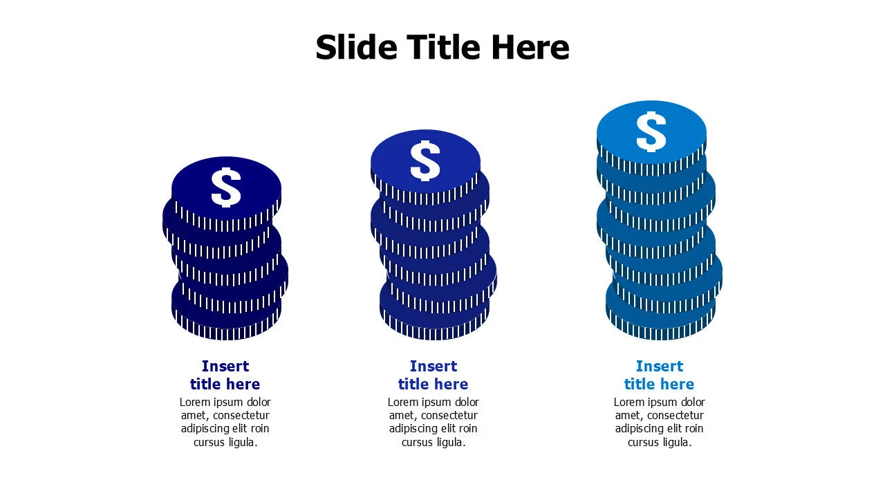 3 rows of growing colored coins infographic