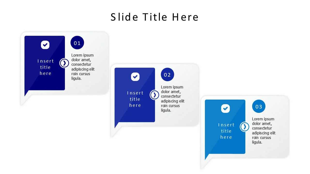 3 speech bubbles with numbers infographic