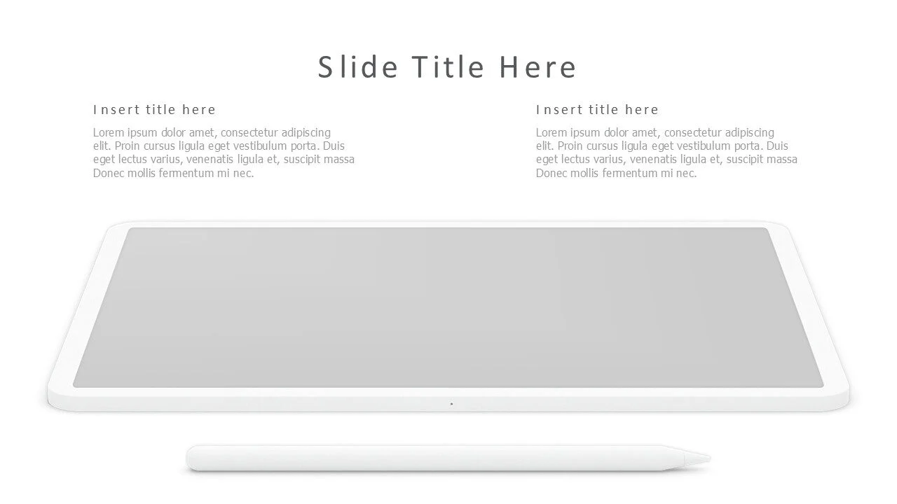 3D white ipad horizontal mockup