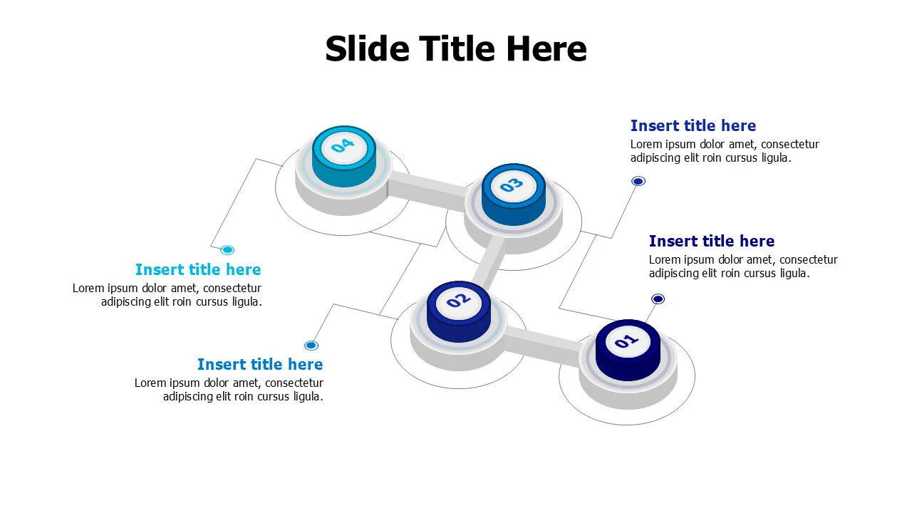 4 3D colored blocks with numbers and lines infographic