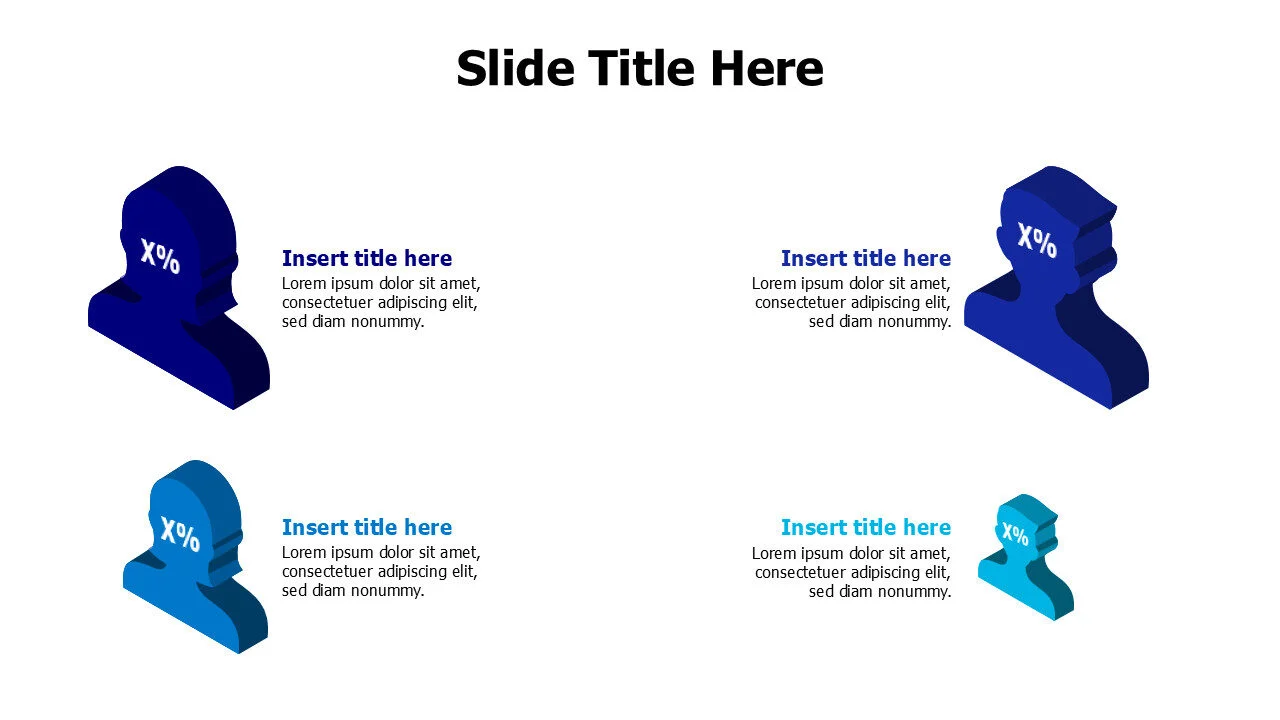 4 3D colored figures infographic