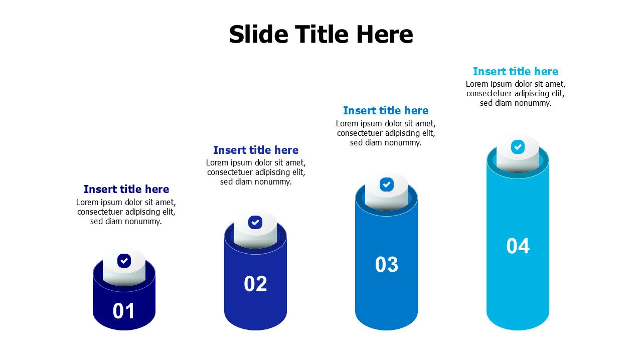 4 3D columns with icons infographic