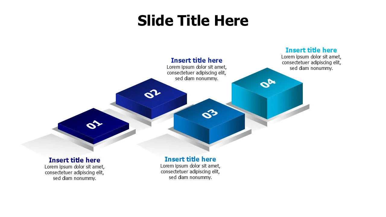 4 3D cubes on white blocks infographic
