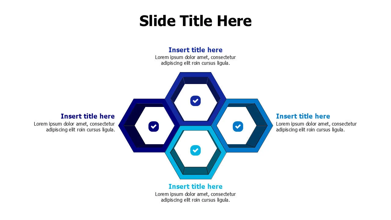 4 3D hexagon shapes infographic